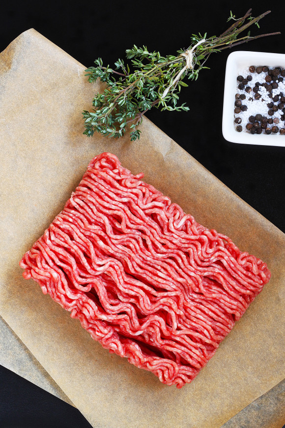 ground meat to be seasoned with salt pepper and thyme